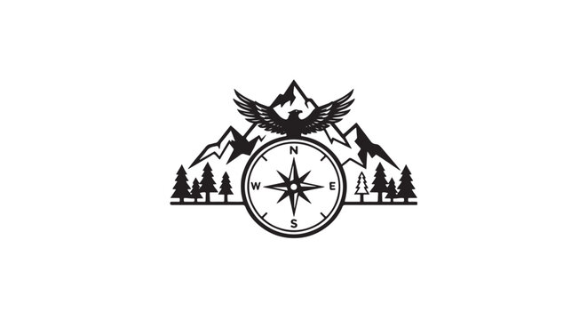Mountain adventure badge with eagle