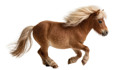 Brown pony horse with blonde mane running © Lukas