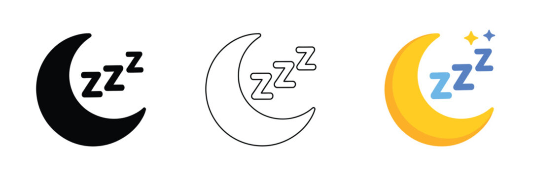 Sleep hygiene moon with letters icon concept for bedtime routine relaxation rest improvement healthy sleeping habits and wellness education graphic, vector design