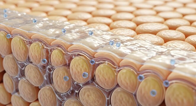 Stratified squamous epithelium tissue structure with basement membrane