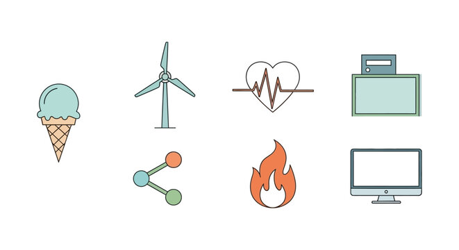 Collection of various modern icons.
