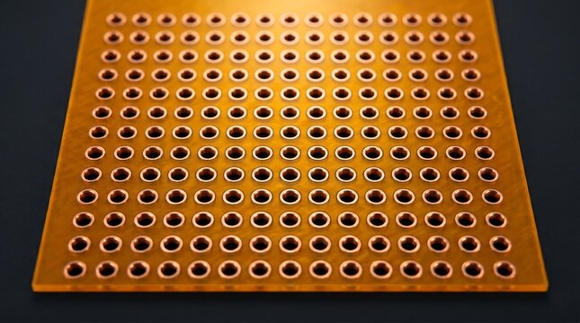 Laser drilled micro via hole array in amber LCP substrate