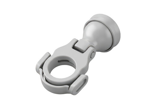 Grey plastic suction cup phone holder isolated on white background