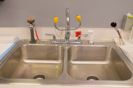 Close-up of a sink in a laboratory