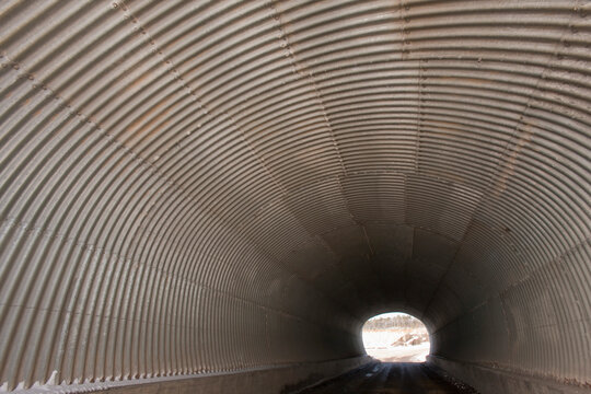 Interiors of a road tunnel under construction