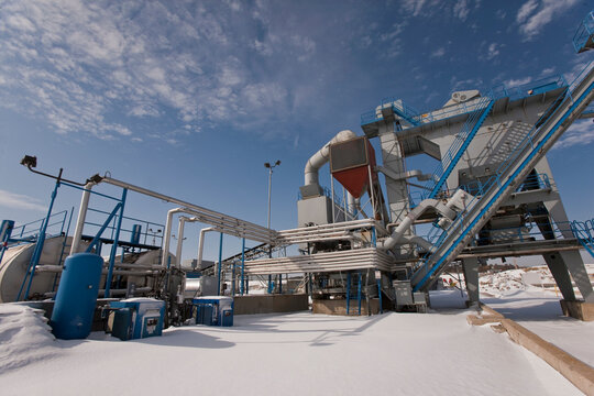 Asphalt plant in snow