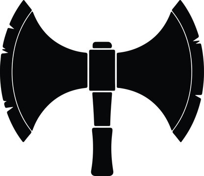 Silhouette vector of a medieval double headed battle axe weapon design
