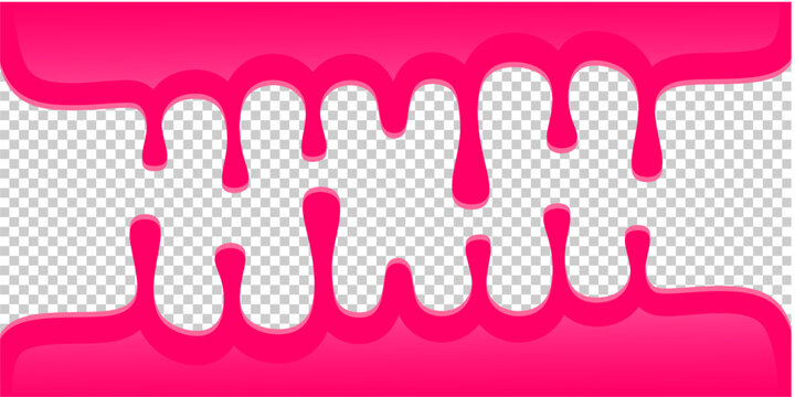 Wavy syrup illustration. Dripping candy illustration background. Pink ice cream drip illustration. Fast food caramel drip illustration. Hand-drawn milk drip on transparent background.