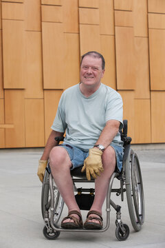 Man with spinal cord injury sitting in a wheelchair