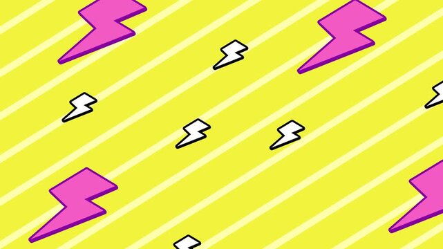 Lightning bolt pattern on yellow background vibrant vector illustration