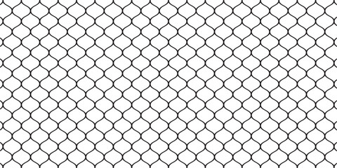 Curved fishing net or soccer ball. Wire or lace pattern. Black net texture isolated on a white background. Metal or fabric fence, fishing net, cage, or lattice structure. Vector illustration.eps 10 © kamilia