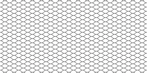 Curved fishing net or soccer ball. Wire or lace pattern. Black net texture isolated on a white background. Metal or fabric fence, fishing net, cage, or lattice structure. Vector illustration.eps 10 © kamilia