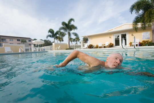 Senior man in a swimming pool