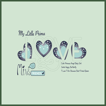 My Little Rima Love Girls T-Shirt Vector Illustration | Cute Heart Typography Design
