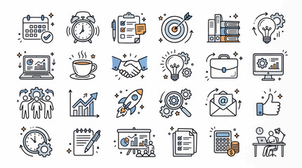 Business Icons Set: Planning, Success, Teamwork, Strategy, Finance, Ideas © Korek