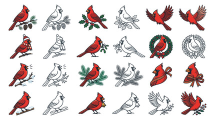 Christmas Cardinals Collection: Red Birds, Wreaths, and Winter Branches © Korek