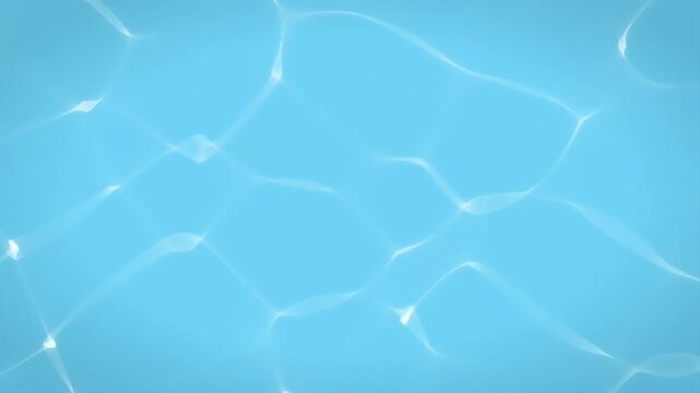 Abstract Blue Water Surface with Rhythmic Light Caustics Rippling