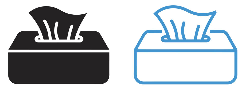 Tissue Box icon facial tissue container symbol for hygiene care cleanliness and household medical paper napkin dispenser  vector design