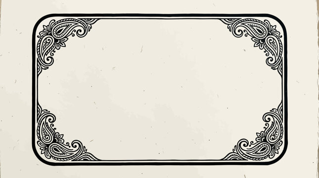 Elegant rectangular border frame with ornate paisley corner patterns.