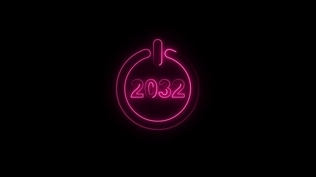 abstract animated new year 2032 neon number in blue color, concepts, ideas, 4k animation .............