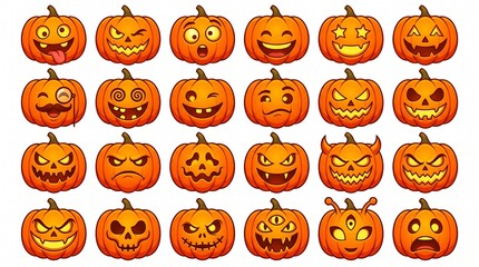 Obraz premium halloween pumpkin set