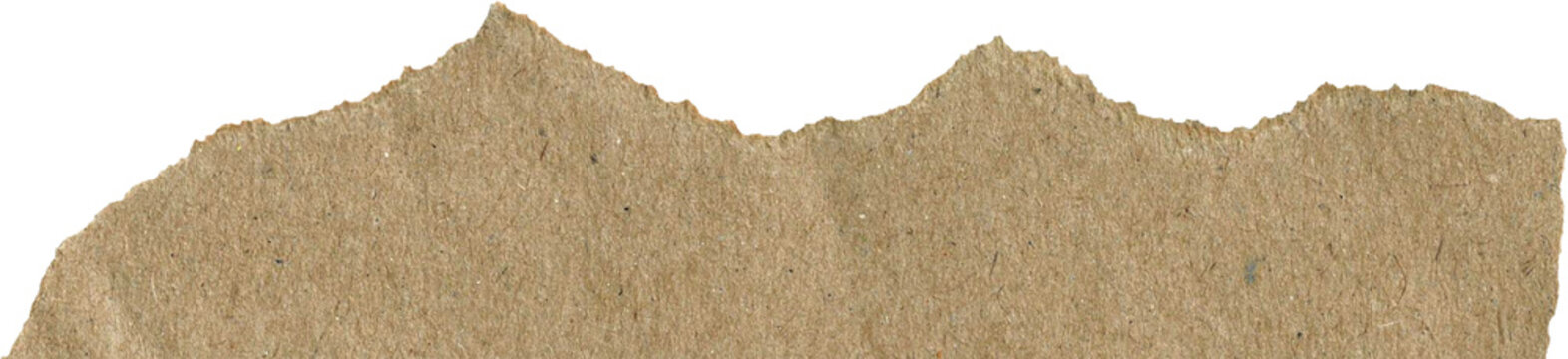 Rough torn brown cardboard edge. Ripped blank kraft paper border isolated on dark for grunge design.
