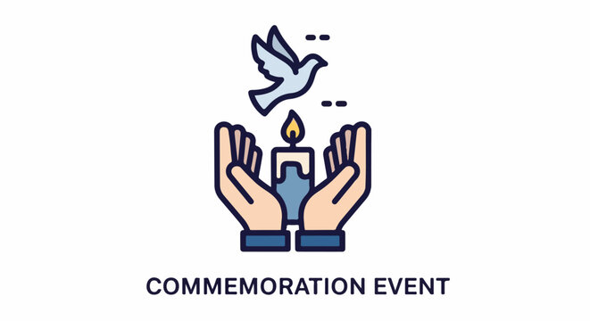 Hands hold a lit candle as a dove flies above, symbolizing peace and remembrance
