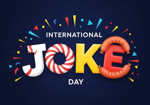 International joke day celebration graphic with playful typography