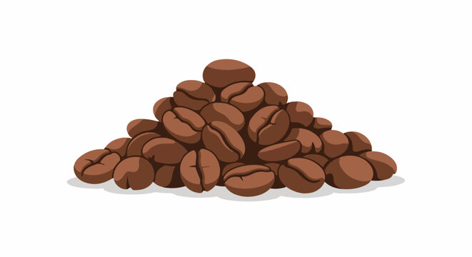 A pile of roasted coffee beans with a distinct split down the center of each bean