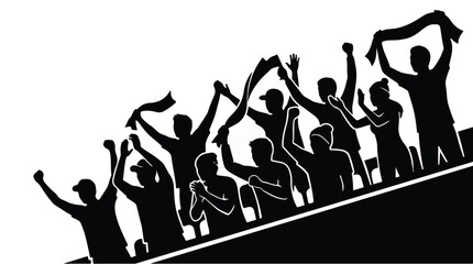 Obraz premium Silhouette of stadium crowd waving scarves and cheering for their team
