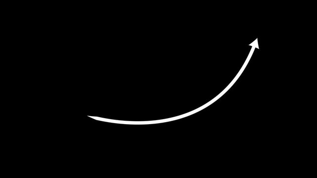 Abstract arrow business graph icon animation background. arrow rising transparent channel. Abstract arrow growth chart of economy icon animated down to up arrow animation direction