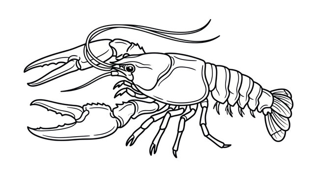 Crayfish Outline Vector Illustration