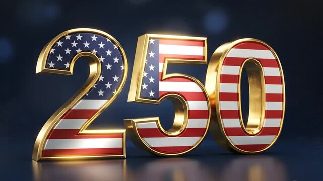 Celebrating America's 250th Anniversary with a Strategic Countdown of Patriotic Numbers in a Rich Gold Texture US Flag Design