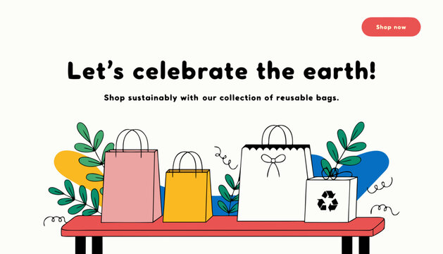 Eco friendly reusable bags, colorful shopping bags, recyclable tote bags, sustainable packaging