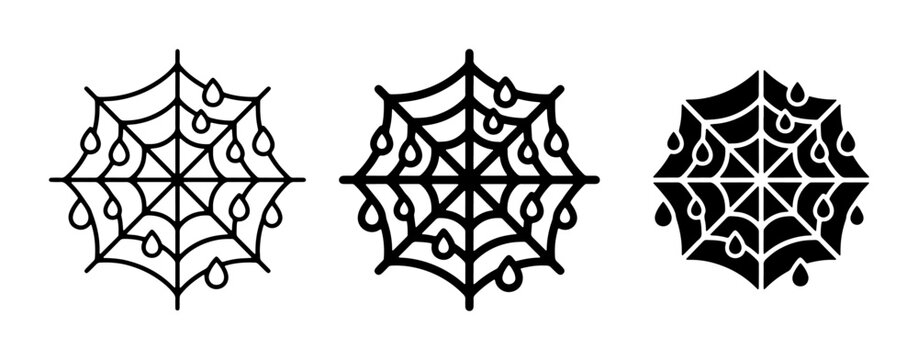 Spider Web Icons, Halloween Decorations, Spooky Insect Net Vector Graphics