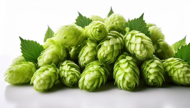 Bunches Of Green Hop Cones Humulus Lupulus