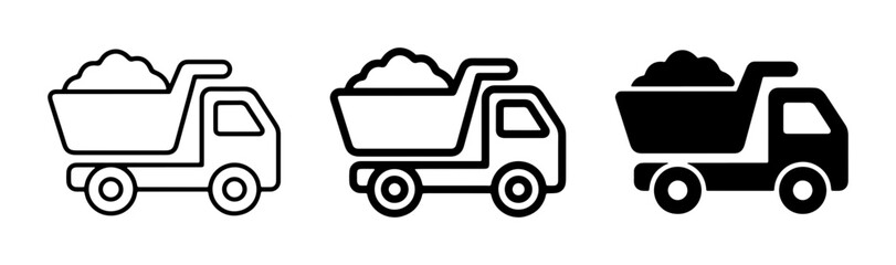 Dump Truck Icons, Construction Vehicle Vector Set, Heavy Machinery Graphics © Akash