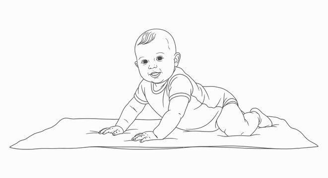 Cute baby crawling on the floor.