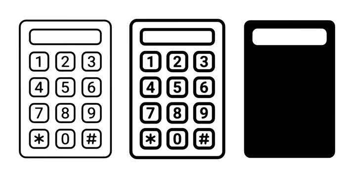 Calculator Icons, Numeric Keypad Vector Set, Digital Device Graphics