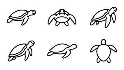 Sea Turtle Icon Set, Marine Life Vector Graphics, Ocean Creature Illustrations, Simple Animal Art © Siam