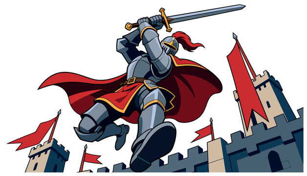 Knight in Armor Jumping Sword.