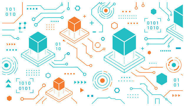 Digital circuit board design elements.