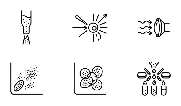 Flow Cytometry Icons Set, Cell Analysis Vector Graphics, Scientific Research Symbols