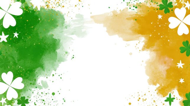 Celebration of Irish culture on St Patrick's Day with green and orange colors and shamrock symbols in a festive design