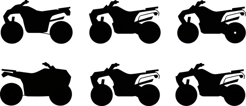 Set of Four Off Road ATV Quad Bike Icons Vector Collection for Extreme Sports and Adventure Graphics