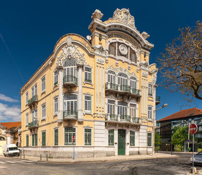 The headquarters building of the Jos&eacute; Domingos Barreiro Factory, former Quinta dos Condes de Valadares Palace, with an eclectic mix of classical and baroque architectural details in Lisbon, Portugal.