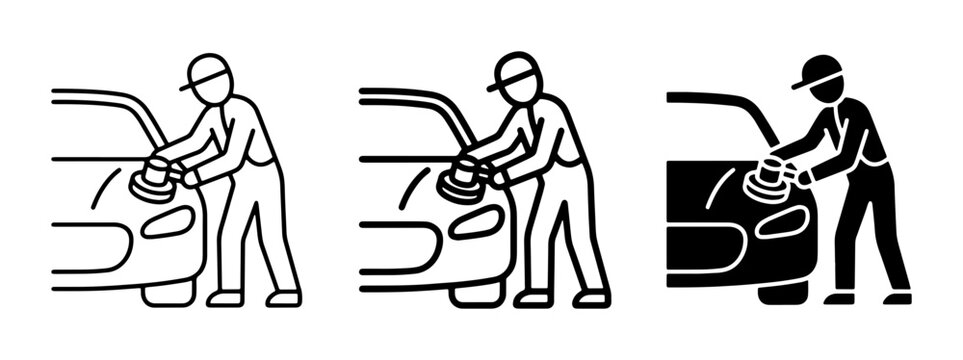 Car Polishing Icons, Auto Detailing Service, Vehicle Care Symbols