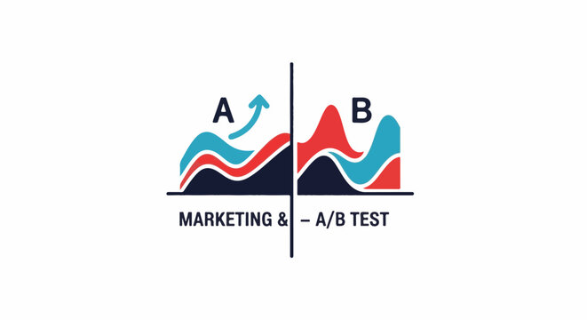 Two colorful charts labeled A and B, representing marketing A/B testing
