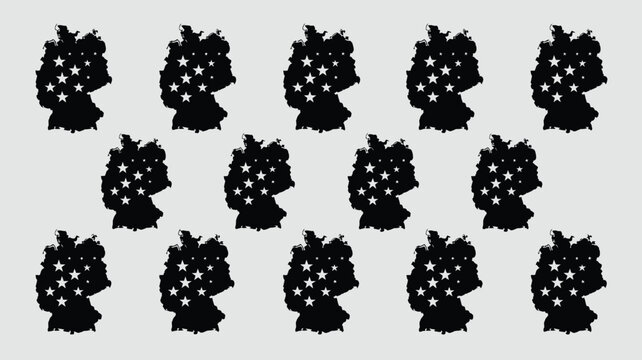 German map silhouettes with star patterns arranged in grid format for national background.
