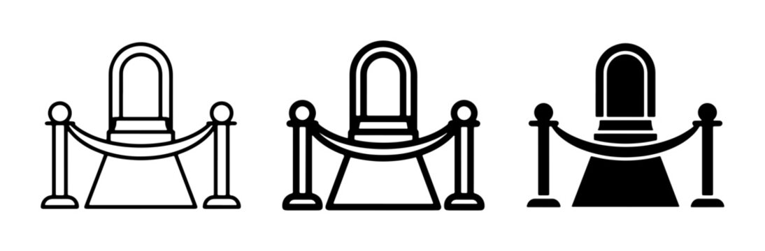 Velvet Rope Stanchion Icons, Queue Barrier Set, VIP Access Symbols, Event Control Graphics